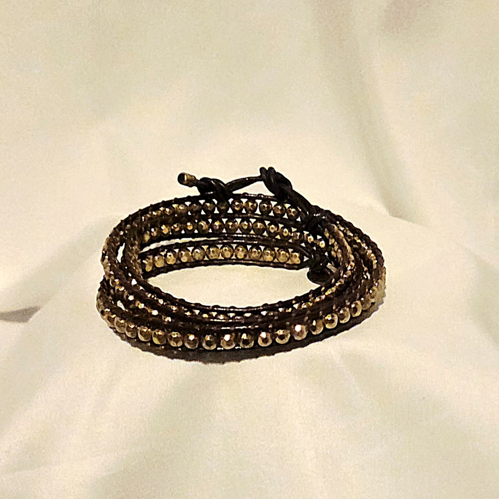 Elegant Gold and Brown Wrap Bracelet